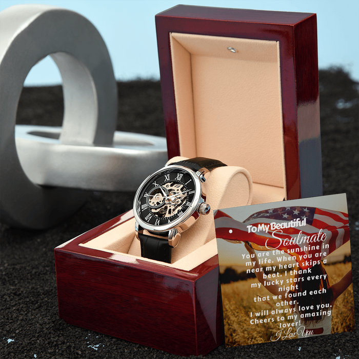 To My Soulmate- Luxury- Men's Patriotic- Openwork Watch