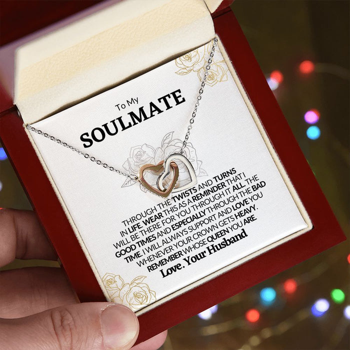 To My Soulmate| Interlocking Hearts Necklace