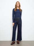 Denim pants featuring a stylish wide leg design and patch pockets, crafted with stretch denim for comfort by Charlie B.