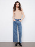 Wide leg jeans in stretch denim, offering a chic and comfortable fit by Charlie B.