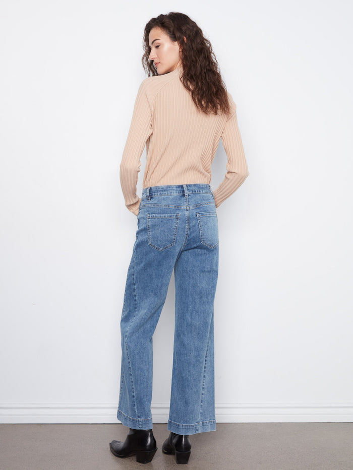 Classic five-pocket design enhances functionality and style in these jeans by Charlie B.