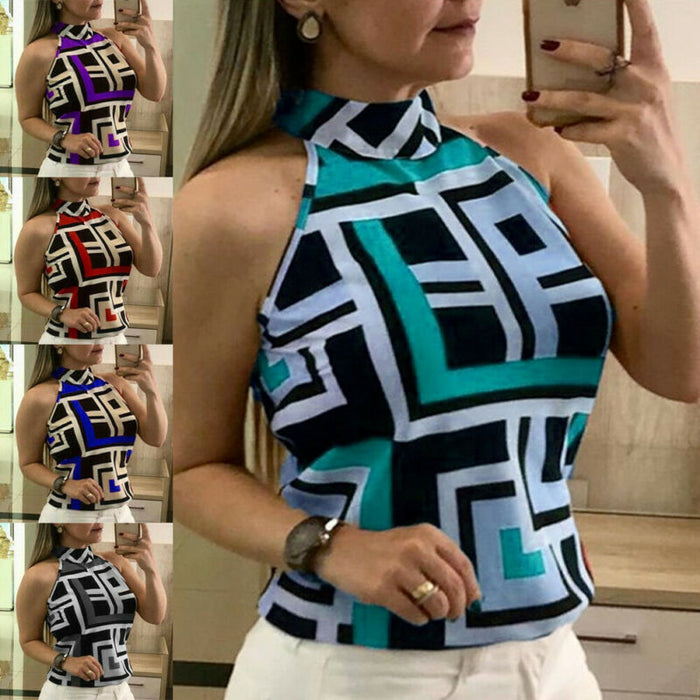 Women Blouses Sexy Leopard Print Ladies Shirts And Tops Halter Blouse